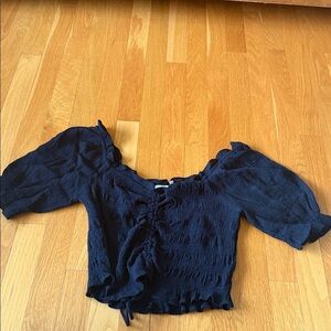 Lush Black Textured Blouse